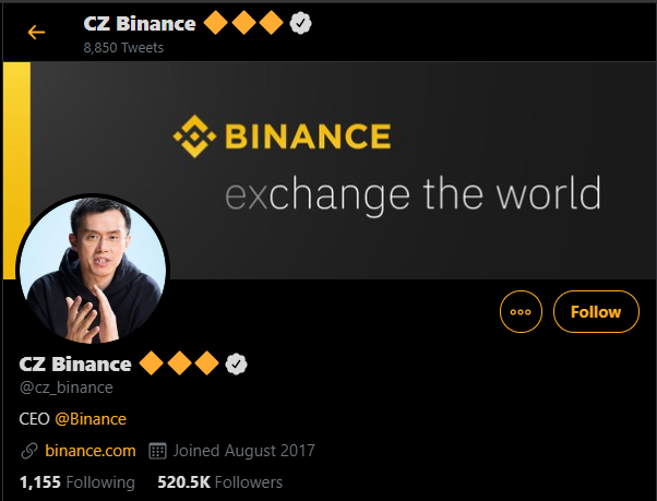 CZ Binance Twitter Account